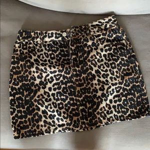 ganni leopard denim mini skirt size 10